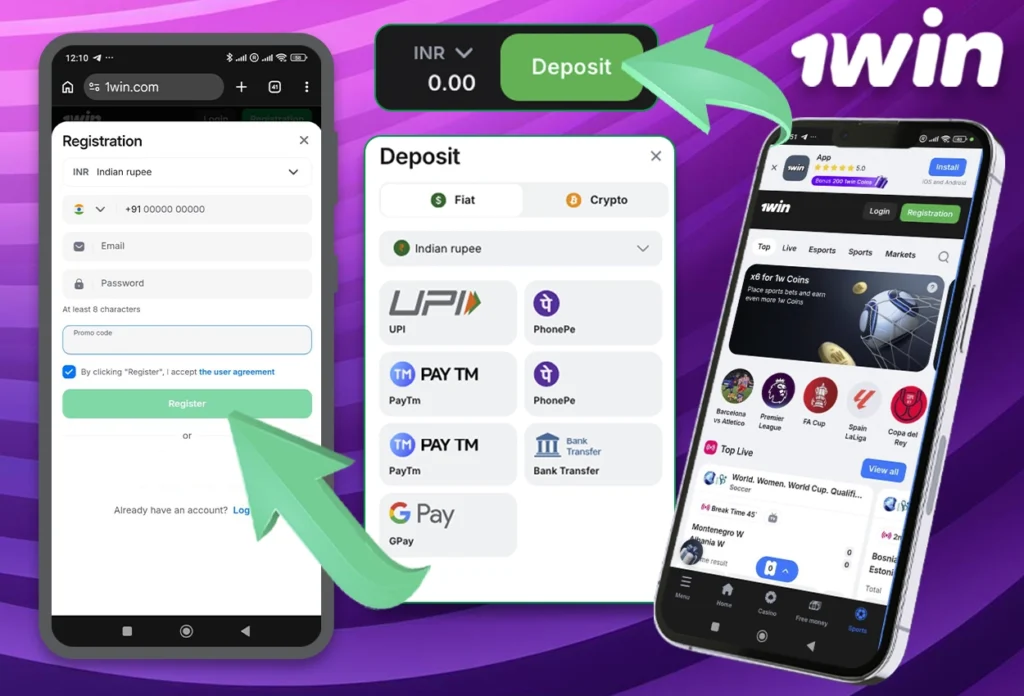 Registration and start betting at 1win India